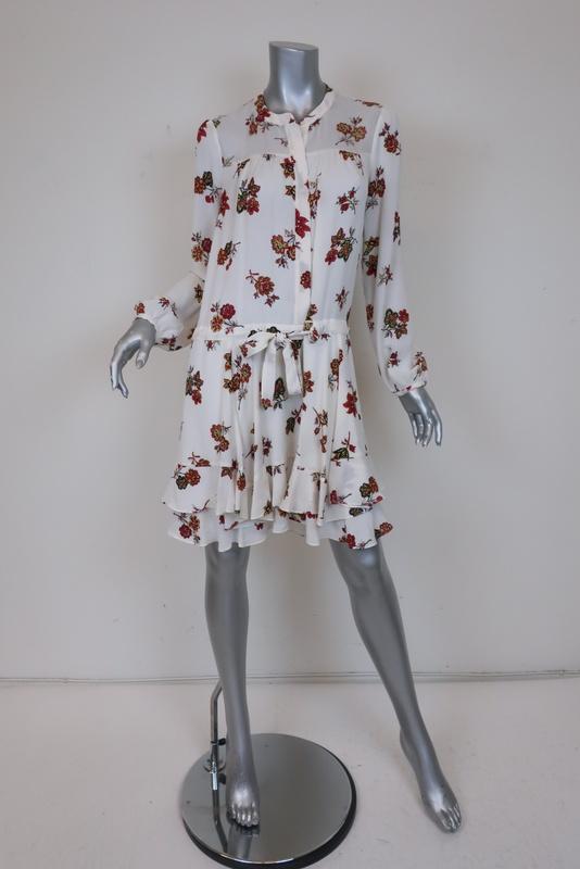 A.L.C. Dress Rori White Floral Print Silk Size 4 Long Sleeve Drawstrin – Celebrity Owned A.L.C. Dress Rori White Floral Print Silk Size 4 Long Sleeve Drawstrin – Celebrity Owned
