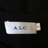 A.L.C. Dress Sidney Black/Gold Metallic Flocked Chiffon Size 10 Long Sleeve - Celebrity Owned