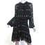A.L.C. Dress Sidney Black/Gold Metallic Flocked Chiffon Size 10 Long Sleeve