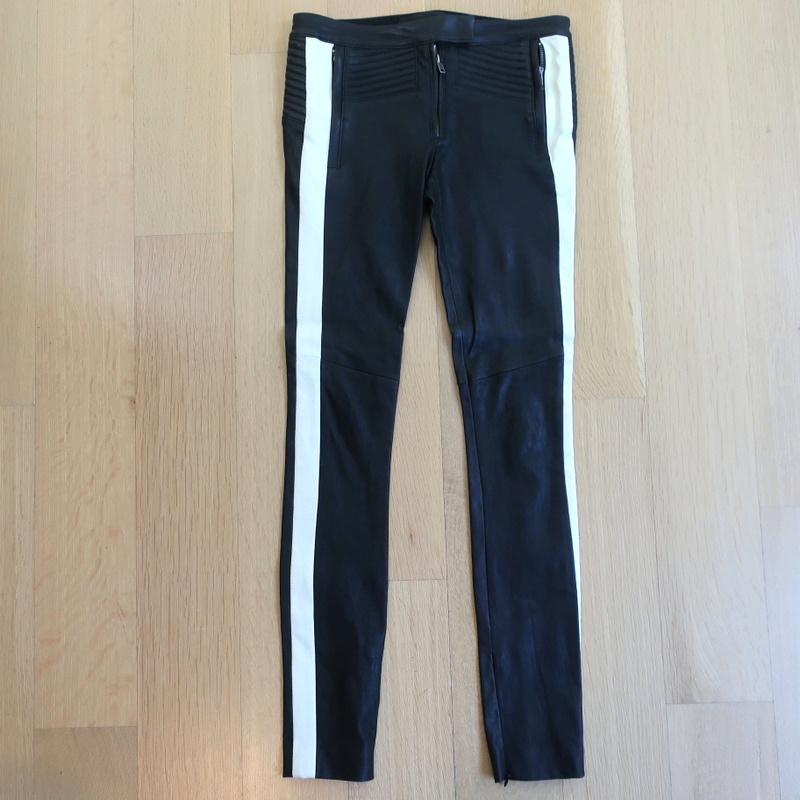 A.L.C. Hendon Stretch Leather Pants Black/Cream Size 2 - Celebrity Owned