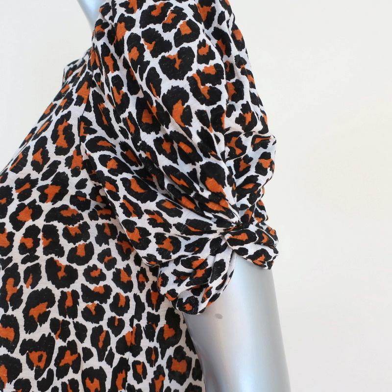A.L.C. Kati Puff Sleeve Tee Leopard Print Cotton Size Small Short Sleeve Top - Celebrity Owned