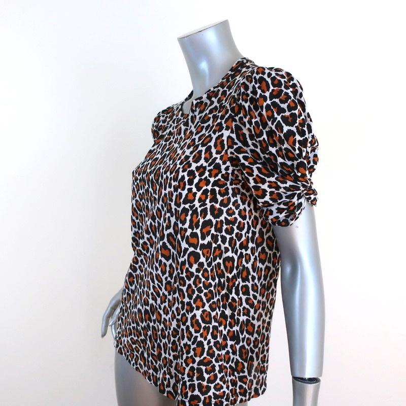 A.L.C. Kati Puff Sleeve Tee Leopard Print Cotton Size Small Short Sleeve Top - Celebrity Owned