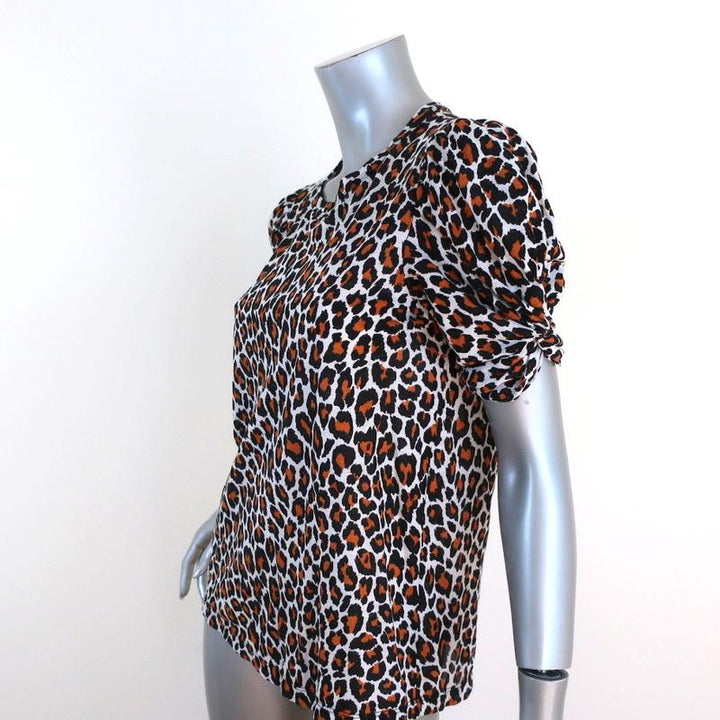 A.L.C. Kati Puff Sleeve Tee Leopard Print Cotton Size Small Short Sleeve Top - Celebrity Owned
