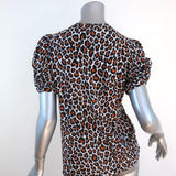 A.L.C. Kati Puff Sleeve Tee Leopard Print Cotton Size Small Short Sleeve Top - Celebrity Owned