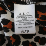 A.L.C. Kati Puff Sleeve Tee Leopard Print Cotton Size Small Short Sleeve Top - Celebrity Owned