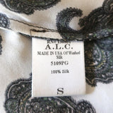 A.L.C. Keyhole Tank Top White Paisley Print Silk Size Small Sleeveless Blouse - Celebrity Owned