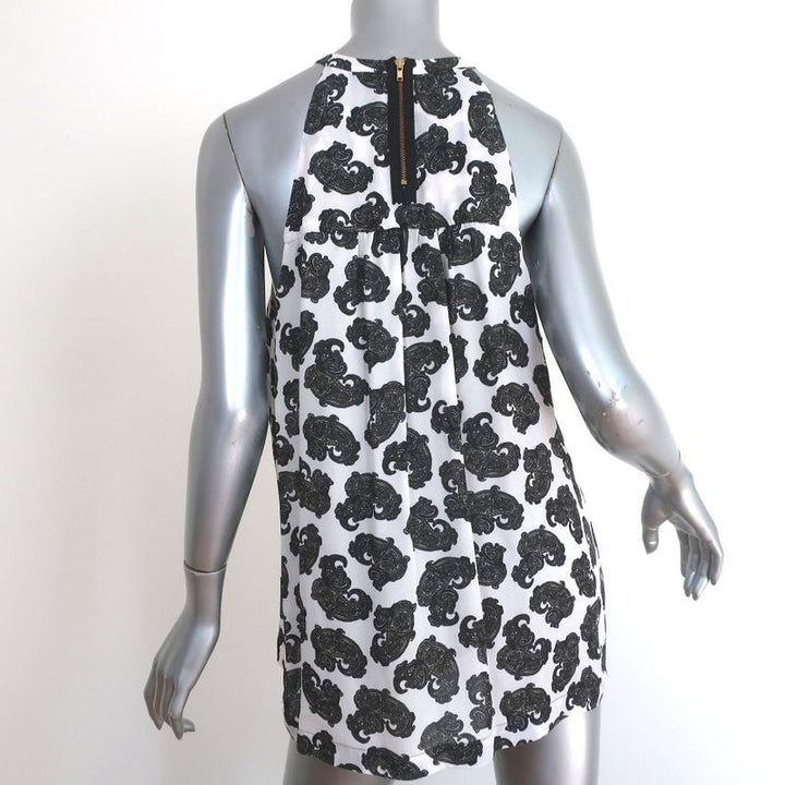 A.L.C. Keyhole Tank Top White Paisley Print Silk Size Small Sleeveless Blouse - Celebrity Owned