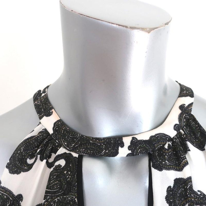 A.L.C. Keyhole Tank Top White Paisley Print Silk Size Small Sleeveless Blouse - Celebrity Owned