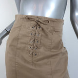 A.L.C. Lace-Up Mini Skirt Kylie Khaki Stretch Cotton Size 2 - Celebrity Owned