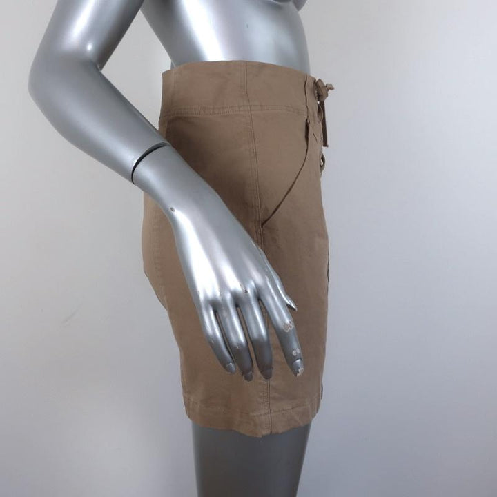 A.L.C. Lace-Up Mini Skirt Kylie Khaki Stretch Cotton Size 2 - Celebrity Owned