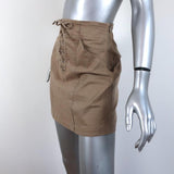 A.L.C. Lace-Up Mini Skirt Kylie Khaki Stretch Cotton Size 2 - Celebrity Owned