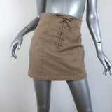 A.L.C. Lace-Up Mini Skirt Kylie Khaki Stretch Cotton Size 2 - Celebrity Owned