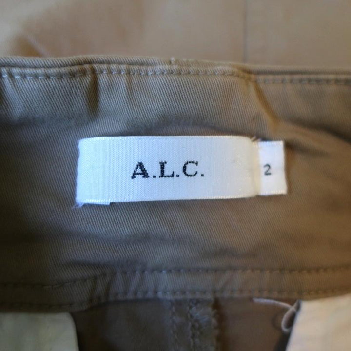 A.L.C. Lace-Up Mini Skirt Kylie Khaki Stretch Cotton Size 2 - Celebrity Owned