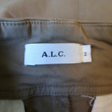 A.L.C. Lace-Up Mini Skirt Kylie Khaki Stretch Cotton Size 2 - Celebrity Owned