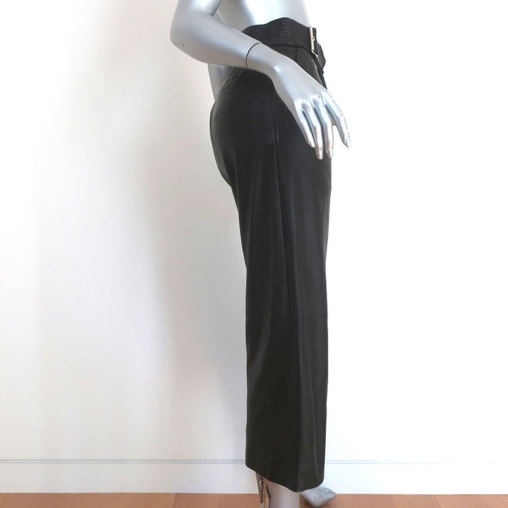 A.L.C. Leather Gaucho Pants Black Size 2 Tabor Cropped Trousers - Celebrity Owned