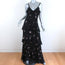 A.L.C. Maxi Dress Zaydena Black Floral Print Ruffled Silk Size 8 Spaghetti Strap