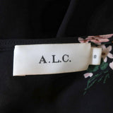 A.L.C. Maxi Dress Zaydena Black Floral Print Ruffled Silk Size 8 Spaghetti Strap - Celebrity Owned