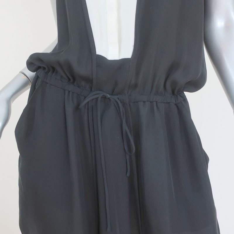 A.L.C. Mini Dress Black &amp; White Silk Size Medium Sleeveless Blouson - Celebrity Owned