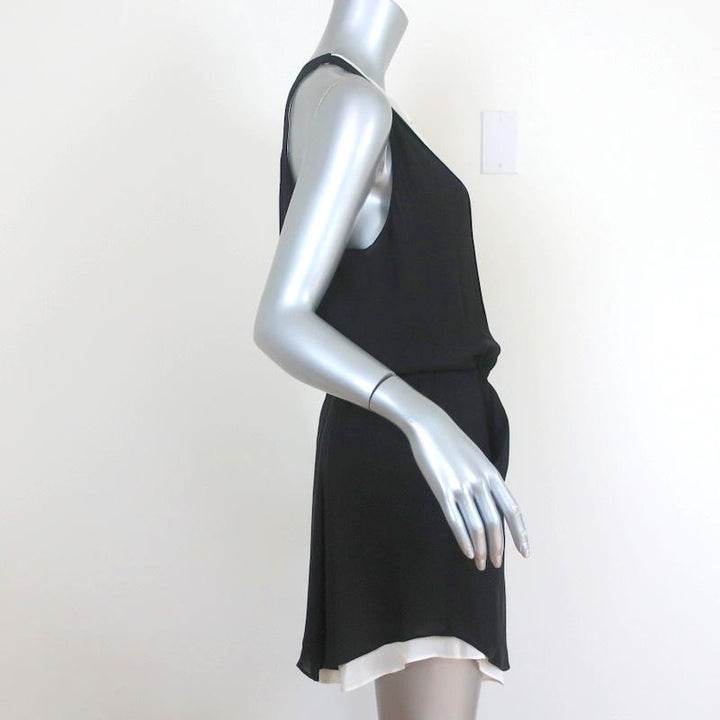A.L.C. Mini Dress Black &amp; White Silk Size Medium Sleeveless Blouson - Celebrity Owned