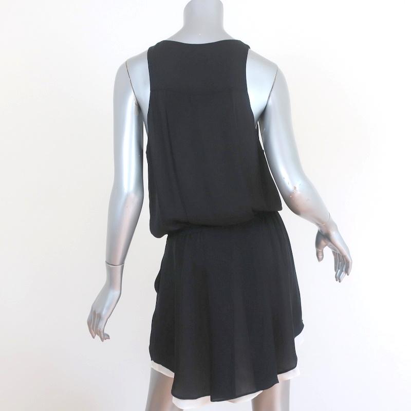 A.L.C. Mini Dress Black &amp; White Silk Size Medium Sleeveless Blouson - Celebrity Owned