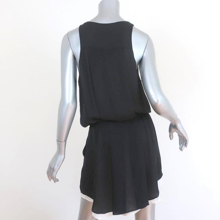 A.L.C. Mini Dress Black &amp; White Silk Size Medium Sleeveless Blouson - Celebrity Owned