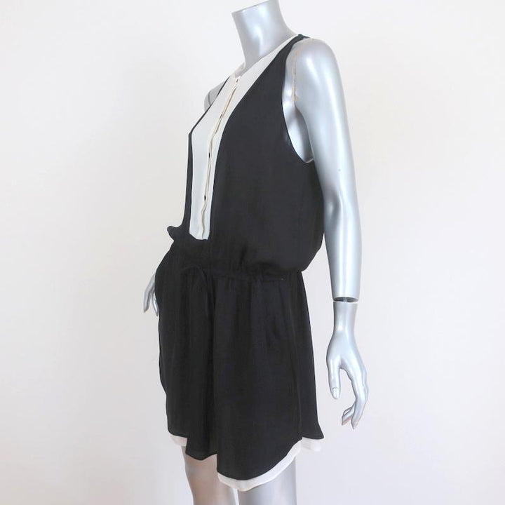 A.L.C. Mini Dress Black &amp; White Silk Size Medium Sleeveless Blouson - Celebrity Owned