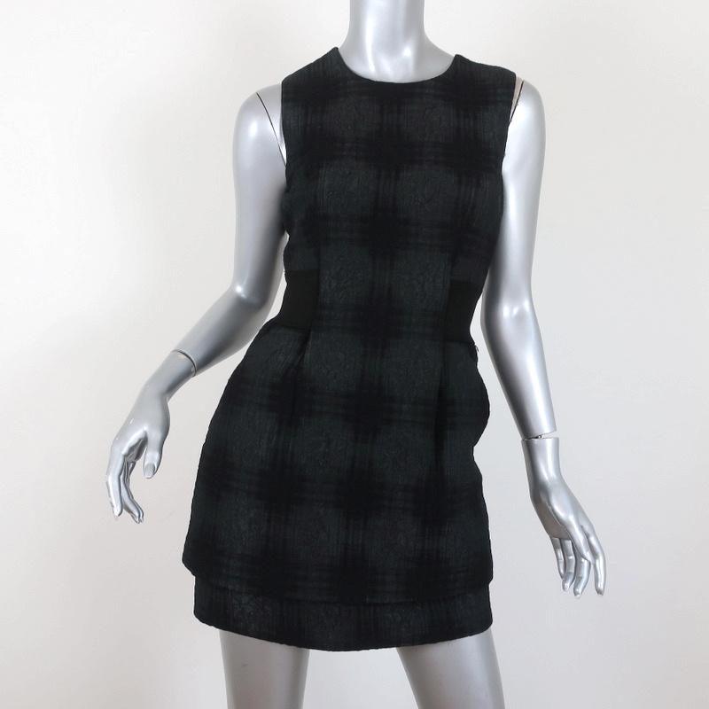 A.L.C. Mini Dress Dean Black Plaid Jacquard Size 4 Sleeveless Sheath Celebrity Owned A.L.C. Mini Dress Dean Black Plaid Jacquard Size 4 Sleeveless Sheath Celebrity Owned