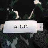 A.L.C. Mini Dress Trixie Black/Green Printed Silk Size 0 Bell Sleeve - Celebrity Owned