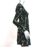 A.L.C. Mini Dress Trixie Black/Green Printed Silk Size 0 Bell Sleeve - Celebrity Owned