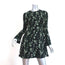 A.L.C. Mini Dress Trixie Black/Green Printed Silk Size 0 Bell Sleeve
