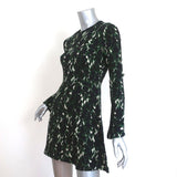 A.L.C. Mini Dress Trixie Black/Green Printed Silk Size 0 Bell Sleeve - Celebrity Owned