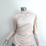 A.L.C. Mock Neck Top Joss Cream Ribbed Velour Size 4 Long Sleeve - Celebrity Owned