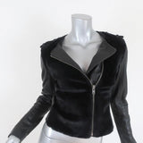A.L.C. Moto Jacket Sadie Black Leather & Kangaroo Fur Size 2 - Celebrity Owned