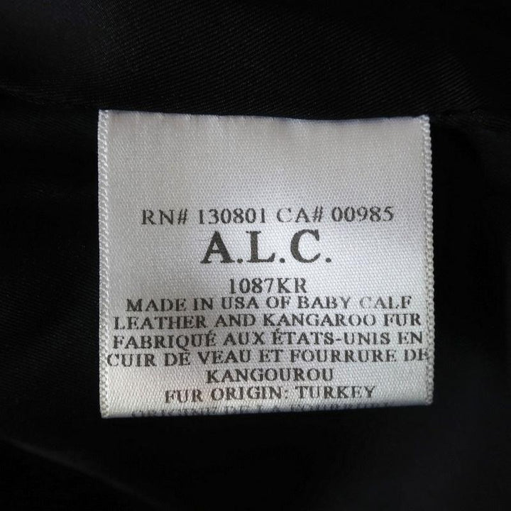 A.L.C. Moto Jacket Sadie Black Leather &amp; Kangaroo Fur Size 2 - Celebrity Owned