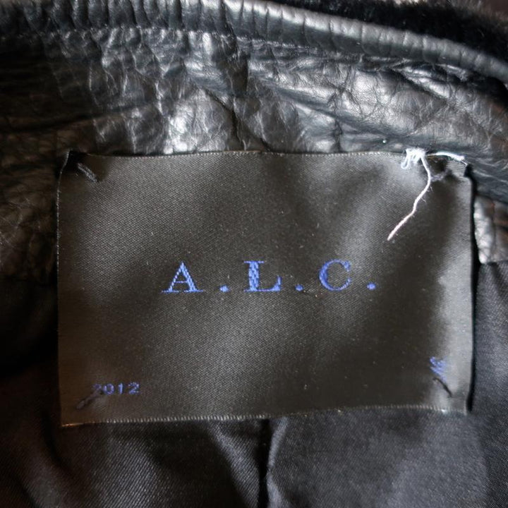 A.L.C. Moto Jacket Sadie Black Leather &amp; Kangaroo Fur Size 2 - Celebrity Owned
