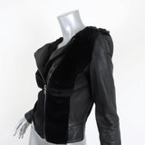 A.L.C. Moto Jacket Sadie Black Leather & Kangaroo Fur Size 2 - Celebrity Owned