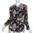 A.L.C. Open Back Blouse Cooper Black Floral Print Silk Size 4 Long Sleeve Top