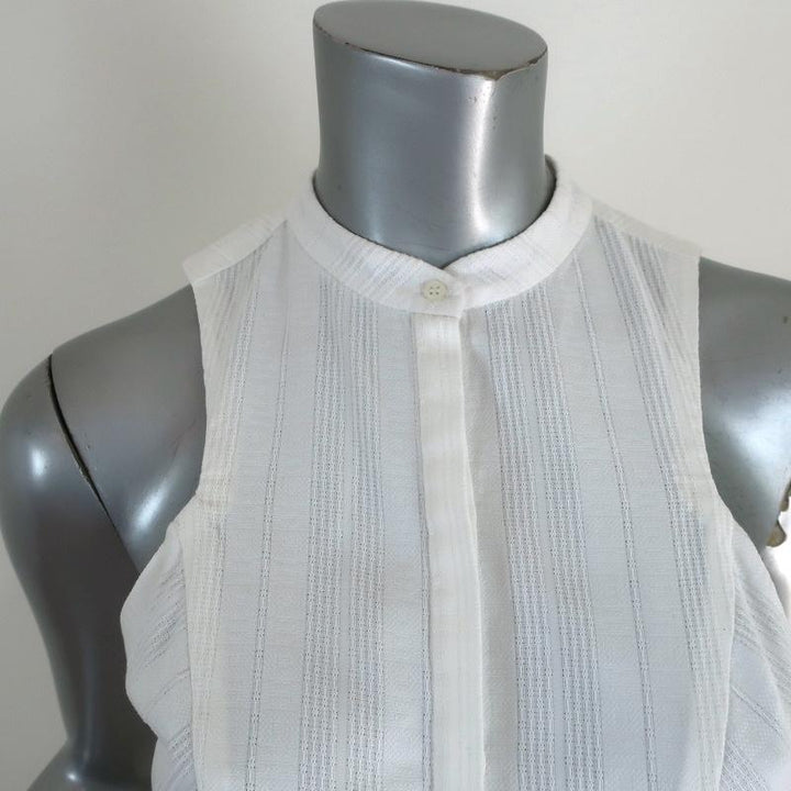 A.L.C. Peplum Top White Cotton Jacquard Size 4 Sleeveless Blouse - Celebrity Owned