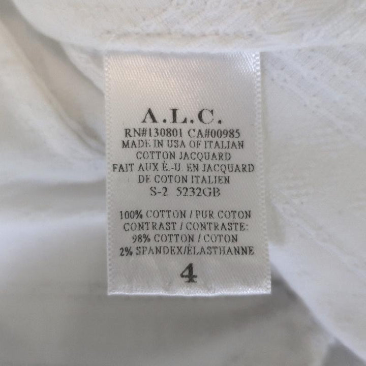 A.L.C. Peplum Top White Cotton Jacquard Size 4 Sleeveless Blouse - Celebrity Owned