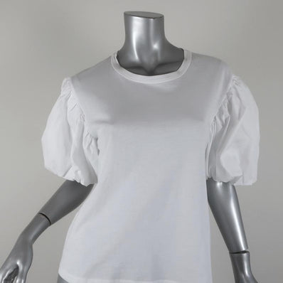 A.L.C. Puff Sleeve Tee Cassandra White Cotton Size Extra Small Short Sleeve Top - Celebrity Owned