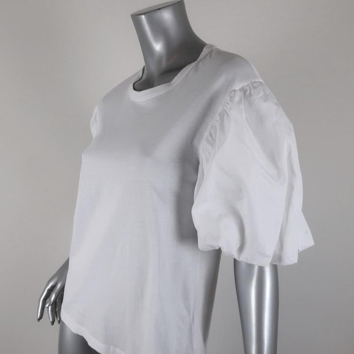 A.L.C. Puff Sleeve Tee Cassandra White Cotton Size Extra Small Short Sleeve Top - Celebrity Owned