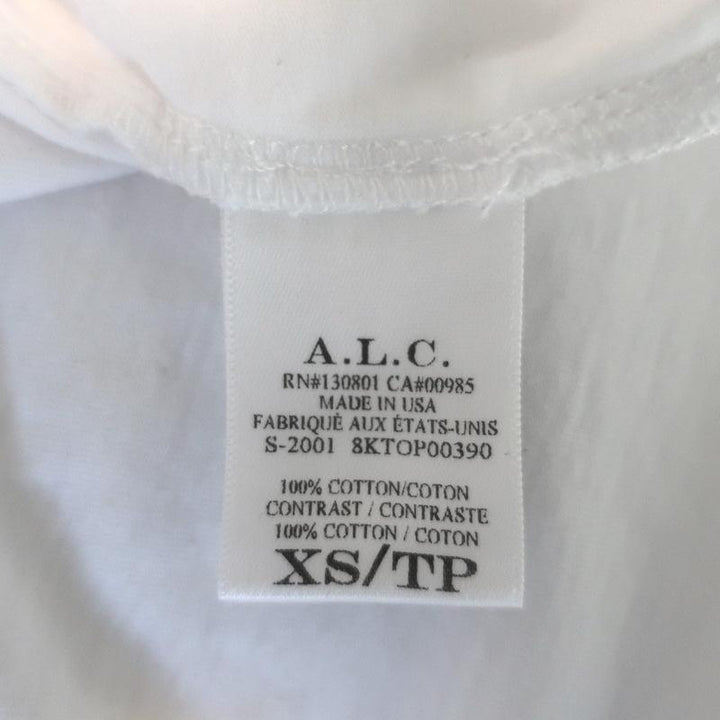 A.L.C. Puff Sleeve Tee Cassandra White Cotton Size Extra Small Short Sleeve Top - Celebrity Owned