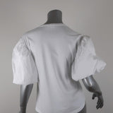 A.L.C. Puff Sleeve Tee Cassandra White Cotton Size Extra Small Short Sleeve Top - Celebrity Owned