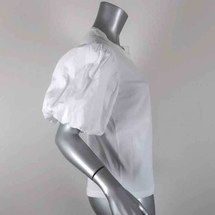 A.L.C. Puff Sleeve Tee Cassandra White Cotton Size Extra Small Short Sleeve Top - Celebrity Owned