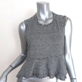 A.L.C Ruffled Tank Top Braxton Black/White Striped Linen Size Medium - Celebrity Owned