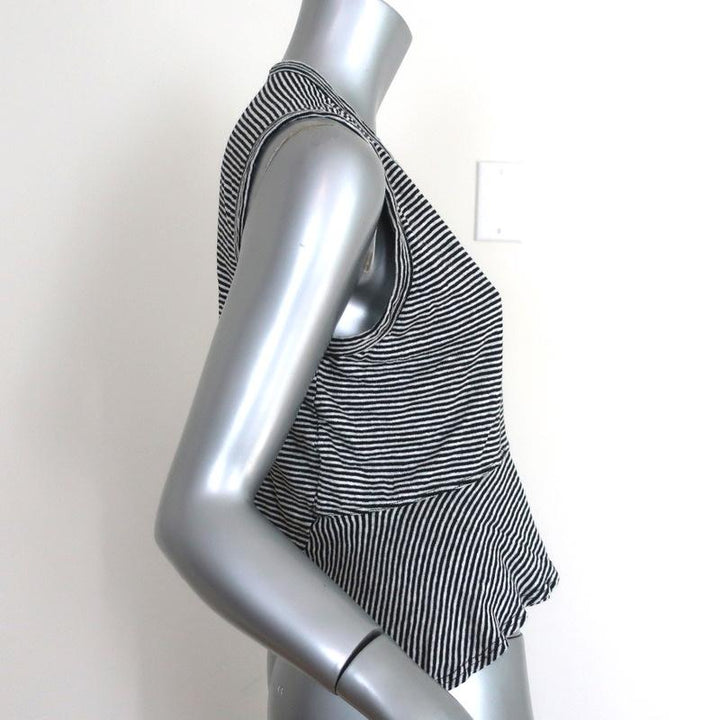 A.L.C Ruffled Tank Top Braxton Black/White Striped Linen Size Medium - Celebrity Owned