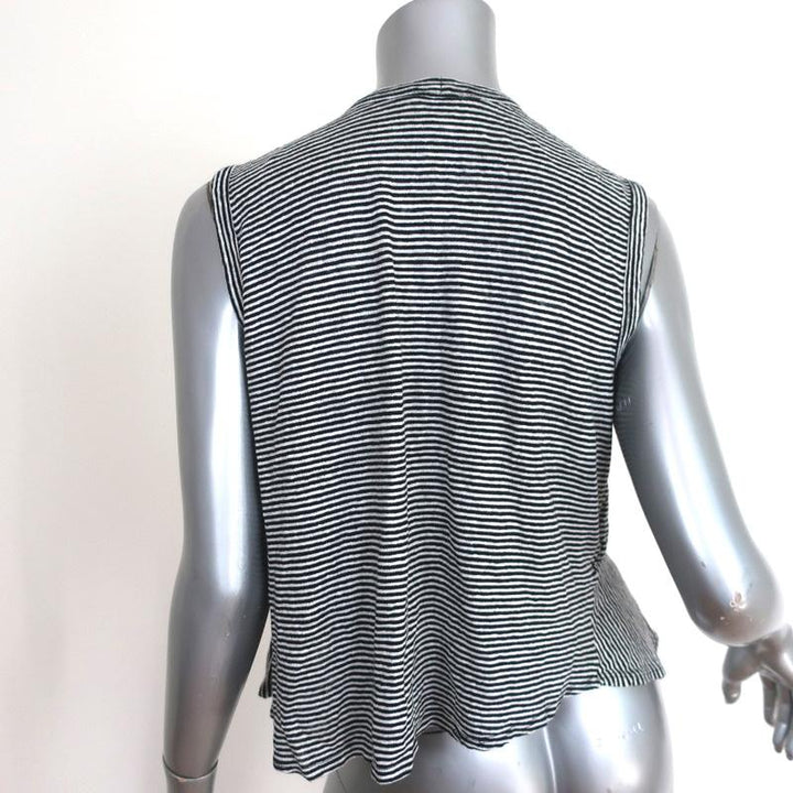A.L.C Ruffled Tank Top Braxton Black/White Striped Linen Size Medium - Celebrity Owned