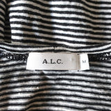 A.L.C Ruffled Tank Top Braxton Black/White Striped Linen Size Medium - Celebrity Owned