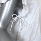 A.L.C. Ruffled Tee Lilo White Linen Jersey Size Medium Short Sleeve Top - Celebrity Owned