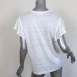 A.L.C. Ruffled Tee Lilo White Linen Jersey Size Medium Short Sleeve Top - Celebrity Owned